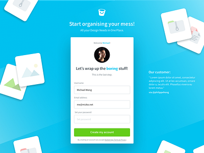 Bukket Sign up Page blue bukket files form login sign in sign up