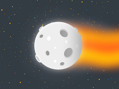 The Flying Moon colors design fire flying graphic moon rocket space stars vector visual