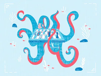 Octopus The Chess Table acid character chess design fish game houseware illustration monster octopus texture vector