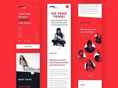 Collab Mobile Exploration app collab exploration ios menu mobile red ui