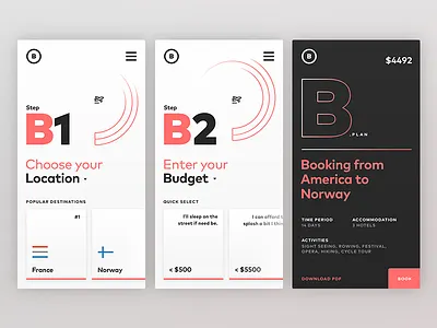 B.plan - Travel Cards article cards design editorial mobile sketch travel typography ui web