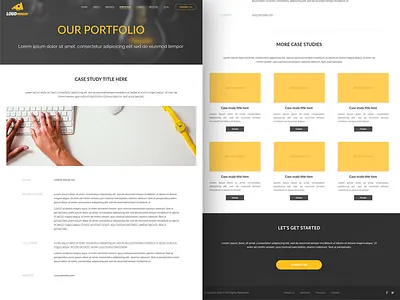Loudmouse - Portfolio page with case studies black cheese conversion desktop landing landingpage marketing ui ux yellow