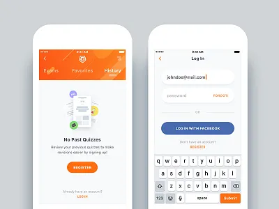 Exam App Redesign - Login & Empty State android app design educational exam game ios iphone quize ui ux