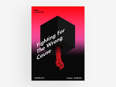 Day 056 box daily dark gradient graphic design hand isometric poster red