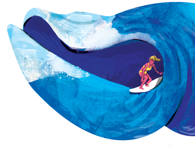 Summer Wave illustration seashell summer surfer waves
