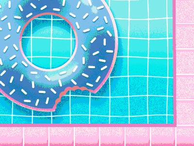Summer vibes 80s 90s donut geometric noise pool