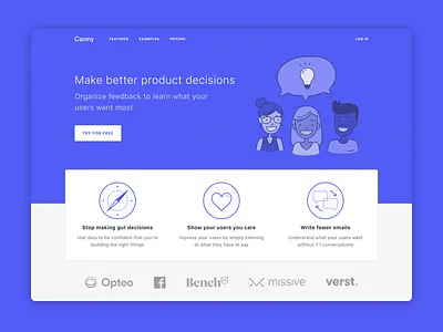 Canny — Homepage canny homepage landing landing page saas web website