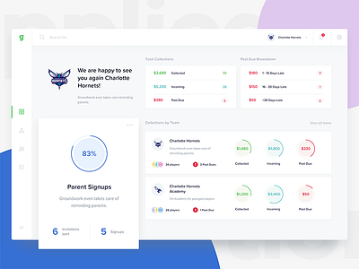 Groundwork - Dashboard card credit dashboard groundwork illustration landing parents payment sport team user website