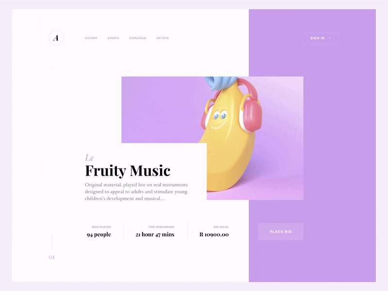 Art Auction House - Web Transitions animation art cards design gif principle principle app principle for mac principleapp sketch transition typography ui web