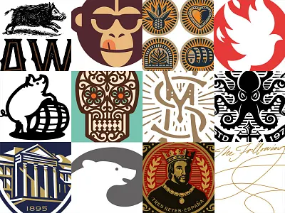 LogoLounge Book 10 barrel bear illustration logo logo lounge logolounge monkey octopus pig simon frouws skull the famous frouws