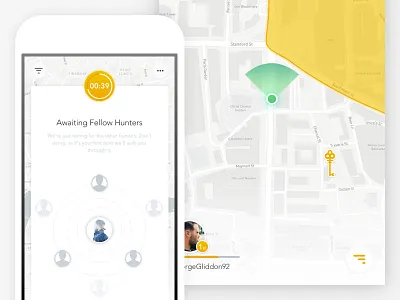 Game Lobby 🔑 dark game hunt ios10 key lobby location map mapbox menu navigation treasure