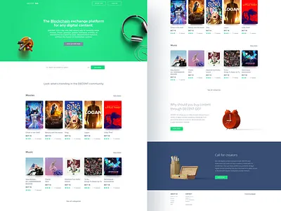 DECENT GO - Online Store design games green movies music store ui ux web webdesign website