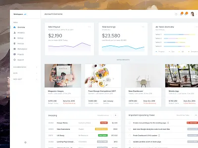 Account Overview - Dashboard UI Kit Update calendar dashboard event graph menu overview post profile schedule ui ui kit web