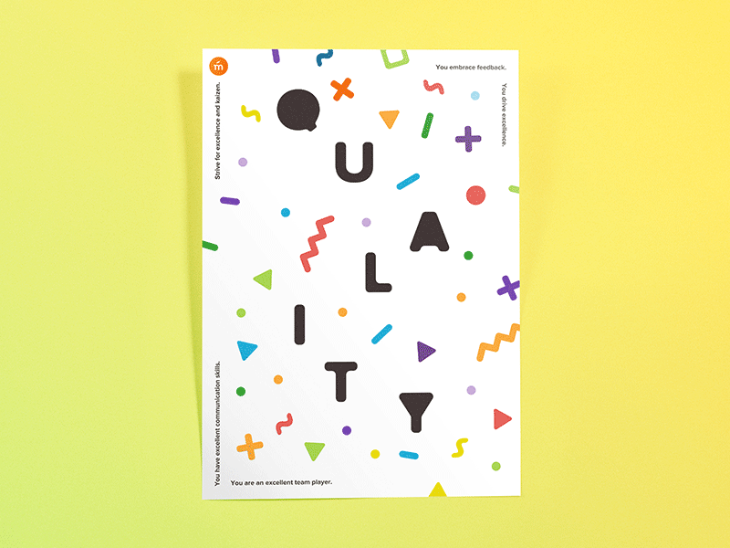 Quality Poster animation colorful confetti mockup poster quality values