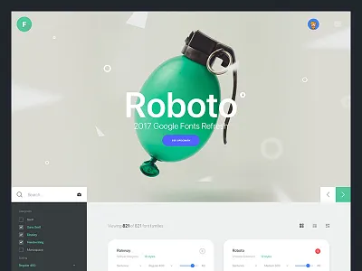Daily UI Challenge #02 | Google Fonts check box daily ui challenge font fonts google google fonts grid list masonry sidebar ui design user interface