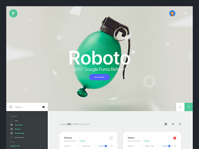 Daily UI Challenge #02 | Google Fonts check box daily ui challenge font fonts google google fonts grid list masonry sidebar ui design user interface