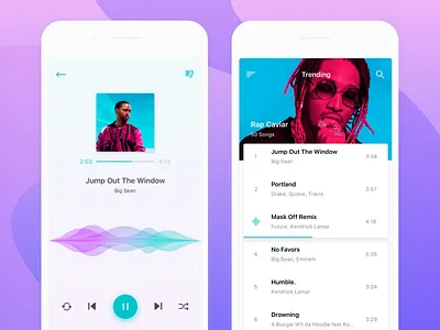 Music Payer & Playlist chat clean feed gradient ios modern music player shopping social song