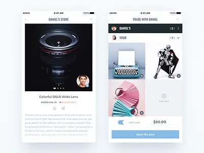 Trade app. - Trading 2 app browse check detail items list mobile profile shop shopping trade
