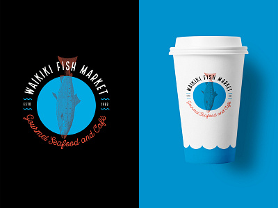 Waikiki Fish Market branding cafe coffee custom type fish fish market hawaii logo packaging typography waikiki