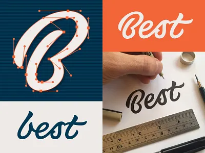 Best b calligraphy custom lettering process script typeface vector