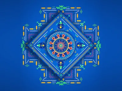 Caisson pattern blue colour pattern poster texture