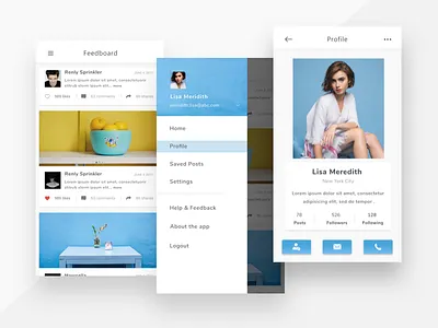 Social Feed App Concept app clean feed minimal mobile profile social ui white