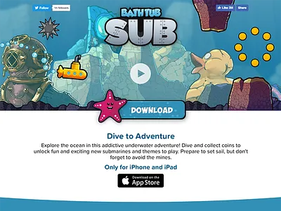 Bathtub Sub Website app game game design ios logo