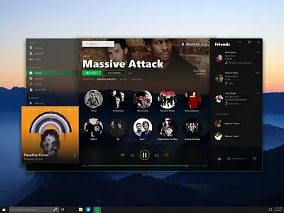 Fluent Design for Spotify acrylic design fluent fluent design interface microsoft spotify ui uiux ux windows