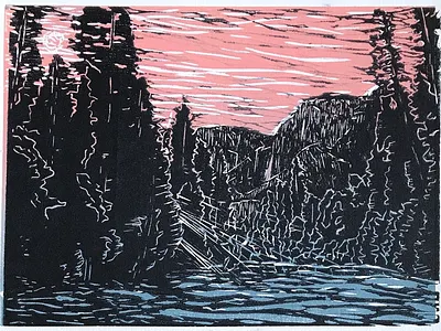 Printmaking! landscape printmaking yosemite