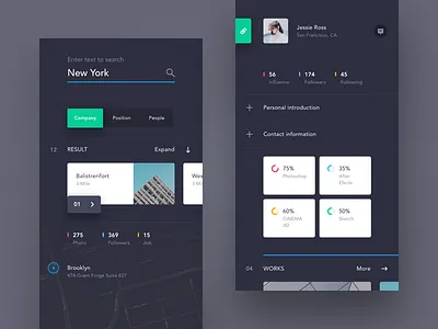 UI exercises #2/100 Recruitment App app blog clean colors grid minimalism，browser type typography
