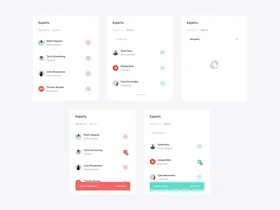 Manage Experts add component listing minimal remove ui users ux web white