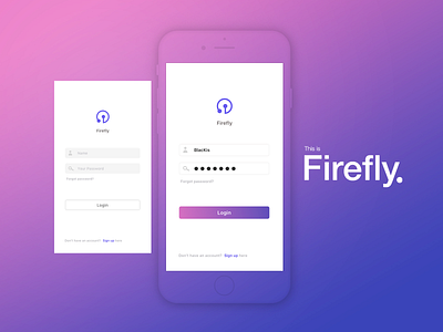 This Is Firefly app firefly icon internet of things login mobile sign in sign up ui ux