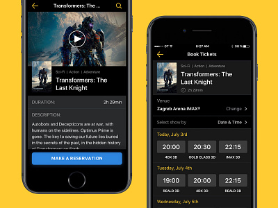 Movie Booking App UI app booking concept ios mobile movie ticket ui