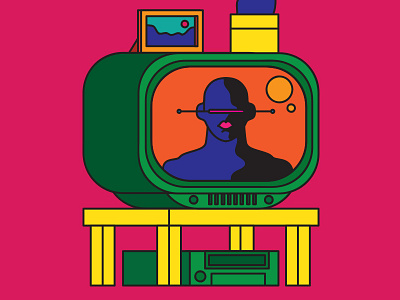 Tube Television bright color graphic old retro television tube tv vector