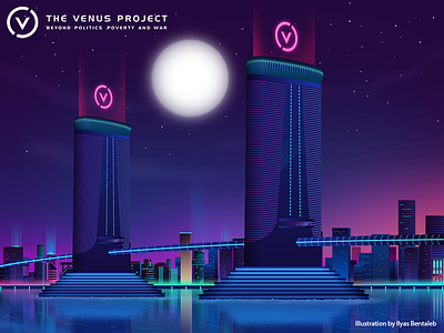 The Bridge architecture bridge buildings city illustration night skyline vector