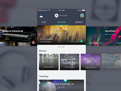 Chromatic Explore app chromatic green ios music radio ui user interface