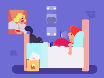 Lazy... bedroom flat illustration laziness lazy weekend