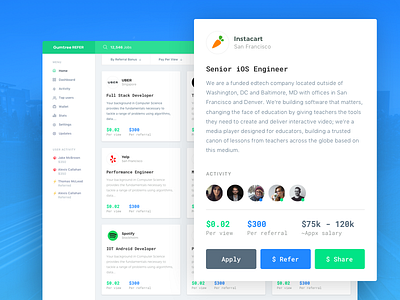 Dashboard And Individual Job Pop Over card layout cards dashboards ios jobs pop over