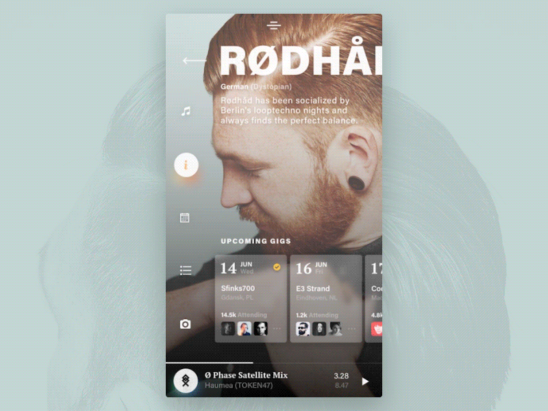 Events app - artist & home animation 10clouds artist fluent ios kohut piotr list menu mobile music navigation schedule ui