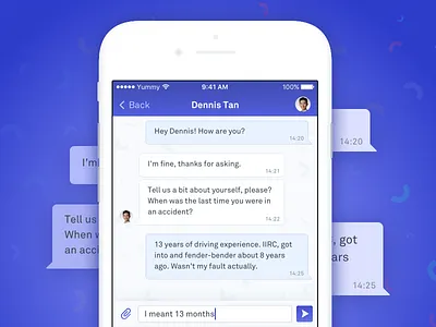Teambrella - Chat Screen bitcoin chat coverage inbox insurance ios messages speech bubble
