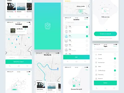 InstaSpot app concept debut design gradient gui icons ios map photography travel ui ux