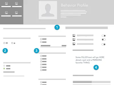 Pet Adoption UX Case Study - Behavior Profile Wireframe