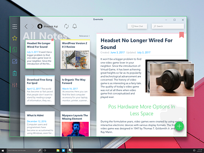 Fluent Design for Evernote acrylic design evernote fluent fluent design interface microsoft ui uiux ux windows