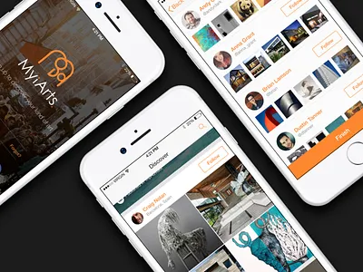MyiArts iOS App Preview activity art arts camera discover ios login myiarts post search settings share
