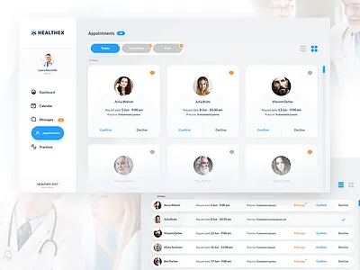 HEALTHEX - Day 05 app appointment card design doctor flat grid health light ui ux web