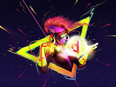 Digitized 2017 80s cyber digital illustration mohican oculus punk retro sexy vector vr woman