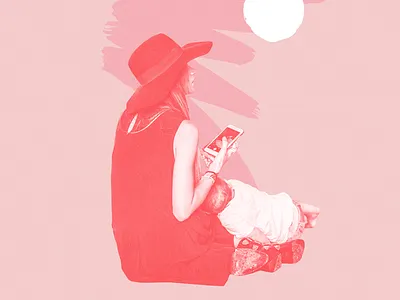 Motherhood abstract app brand collage illustration motherhood peanut pink smudge social stylish