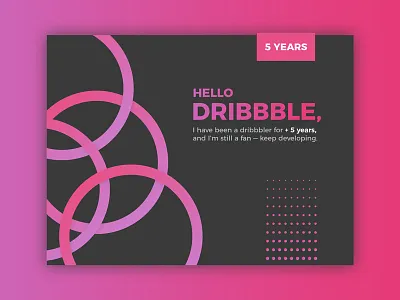 5 Years on Dribbble anniversary circles dots dotwork dribbble montserrat pink purple rebound