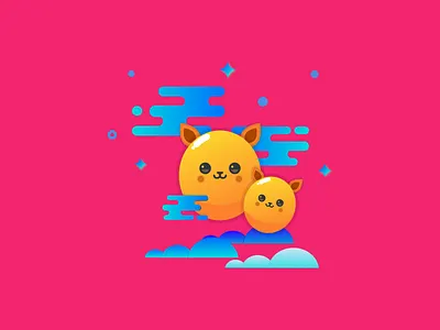 Happy Fluffs colorful design flat graphic happy illustration sketch stickers symbol