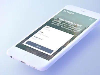 Rentero - Hero Section Mobile gradient minimal mobile search form ui ui design ux ux design white